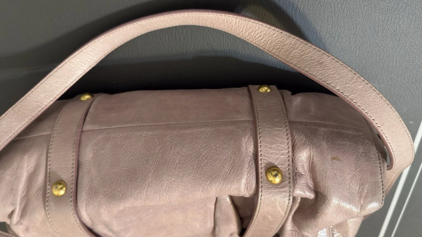 Miu Miu Vitello Shine Top Handle Satchel Handbag with /Shoulder Strap