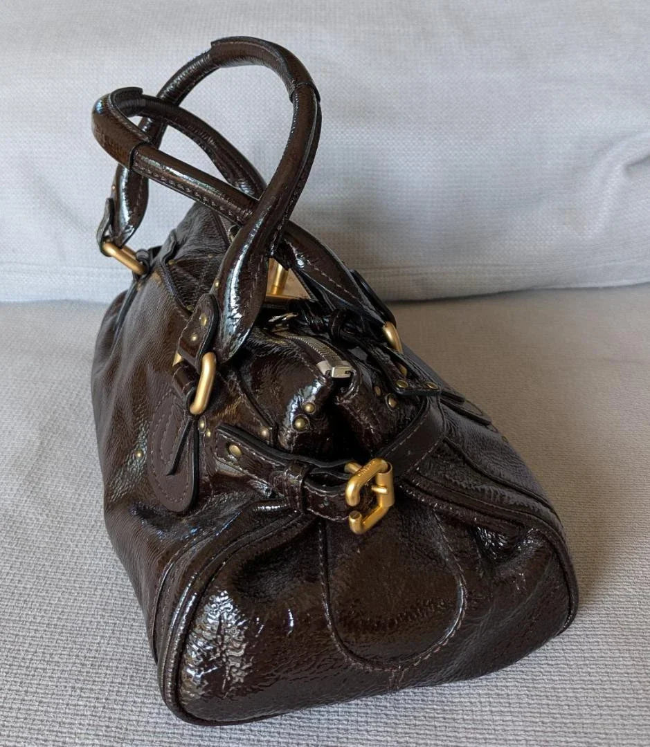 Chloe Paddington Patent Leather Dark Brown Handbag