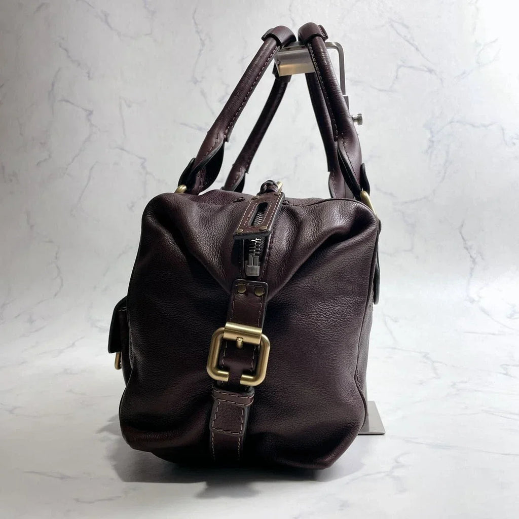 CHLOE Paddington 2way Handbag Chocolate Brown Leather Studs Authentic