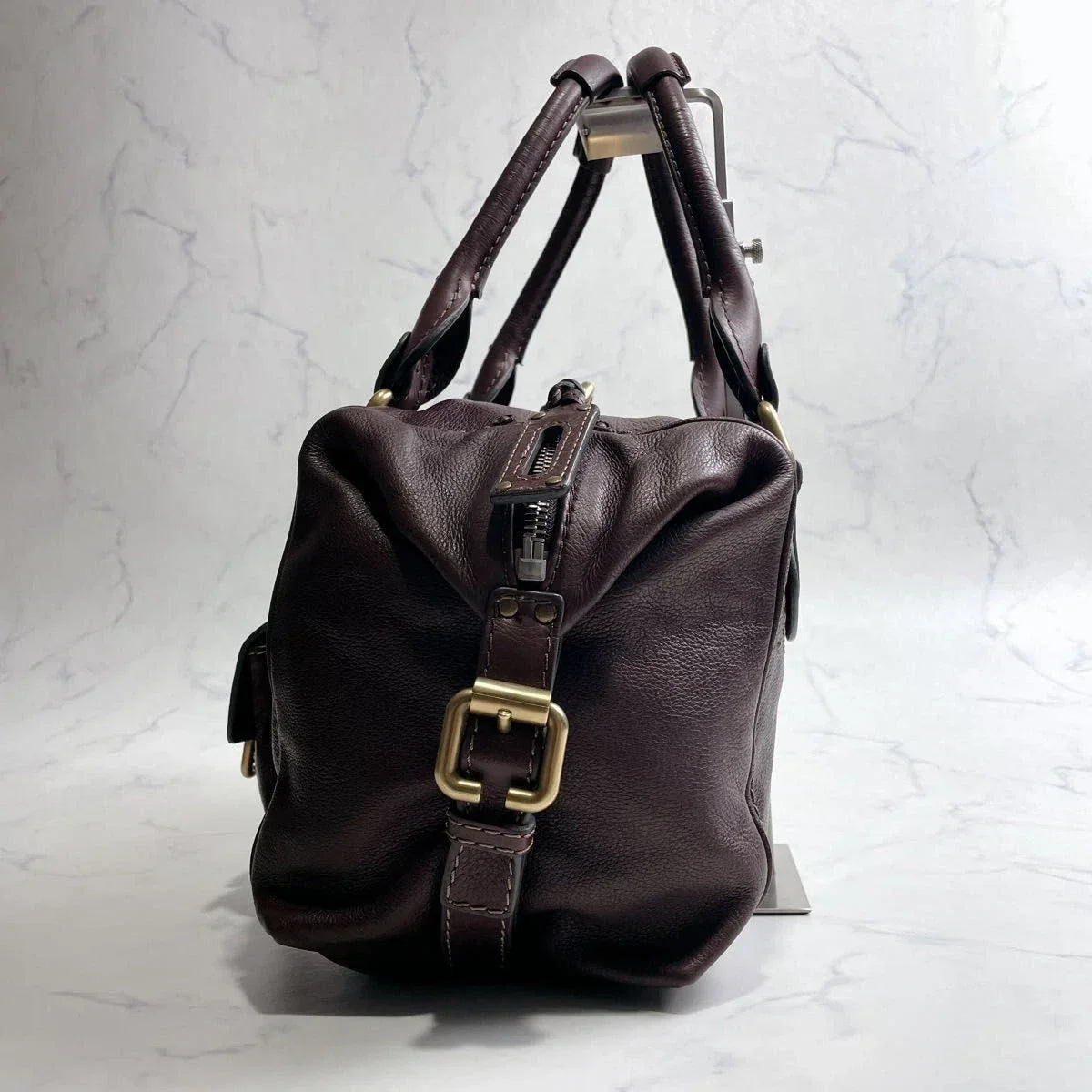 CHLOE Paddington 2way Handbag Chocolate Brown Leather Studs Authentic