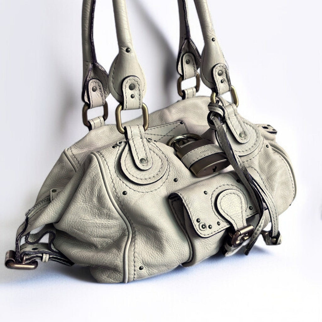 CHLOE Paddington Bag Beige Leather Authentic