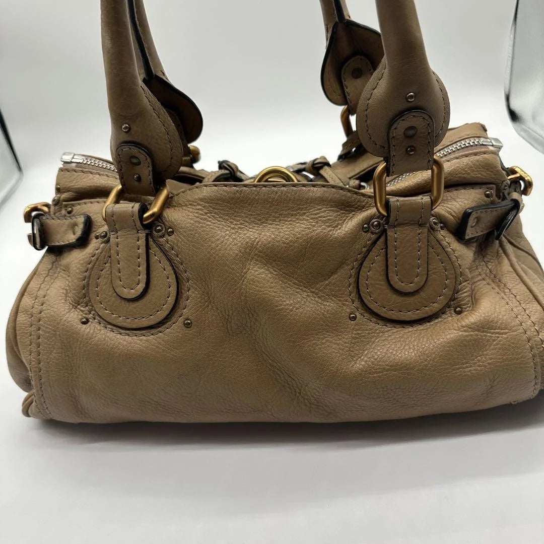 Chloe Paddington Padlock Cadena Handbag Beige Brown Leather Shoulder Bag Key
