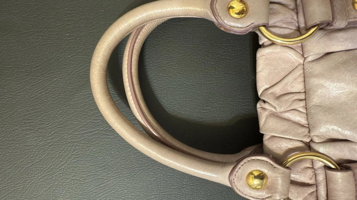 Miu Miu Vitello Shine Top Handle Satchel Handbag with /Shoulder Strap