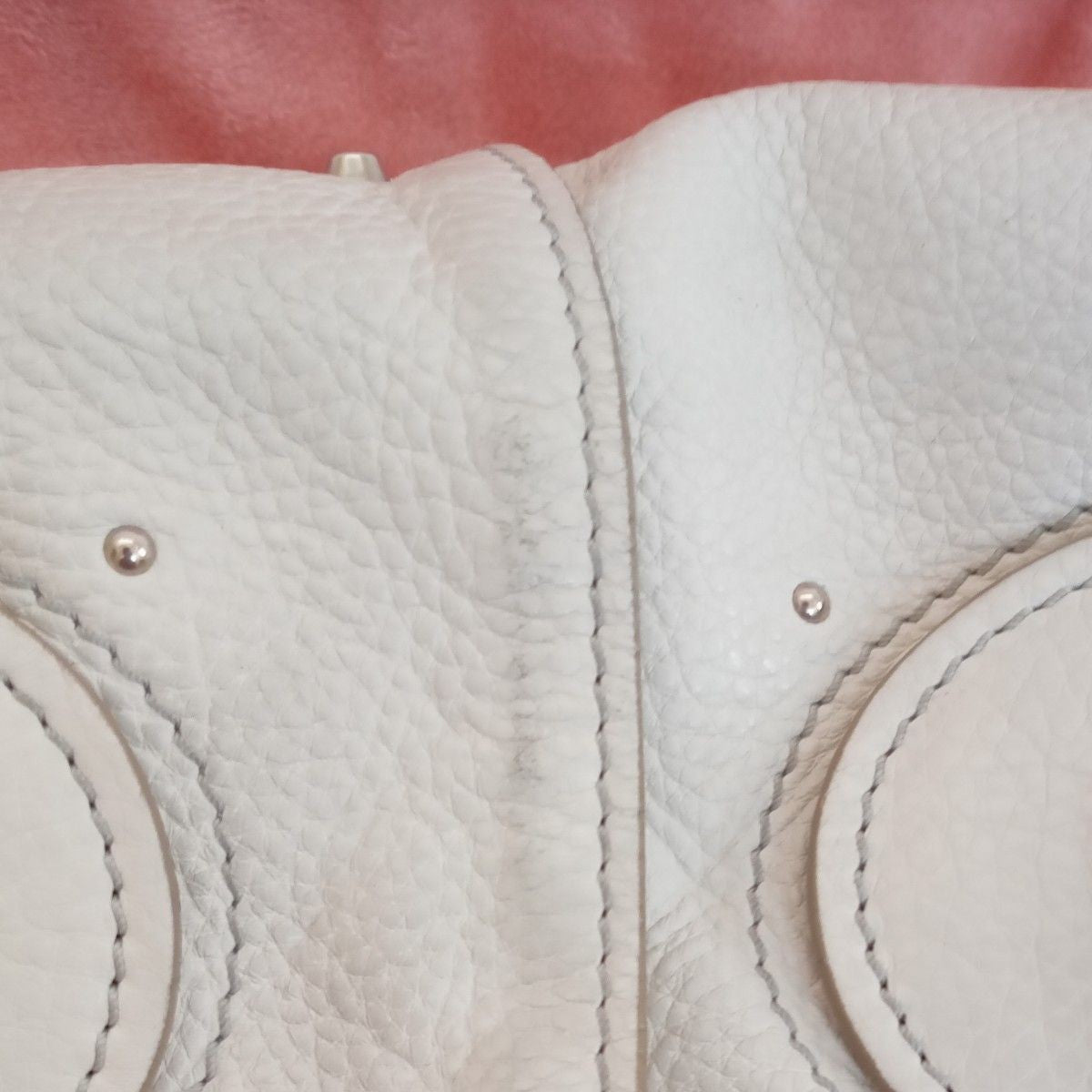 Authentic Chloe Paddington Handbag Shoulder Bag Medium White Leather Silver Y2K