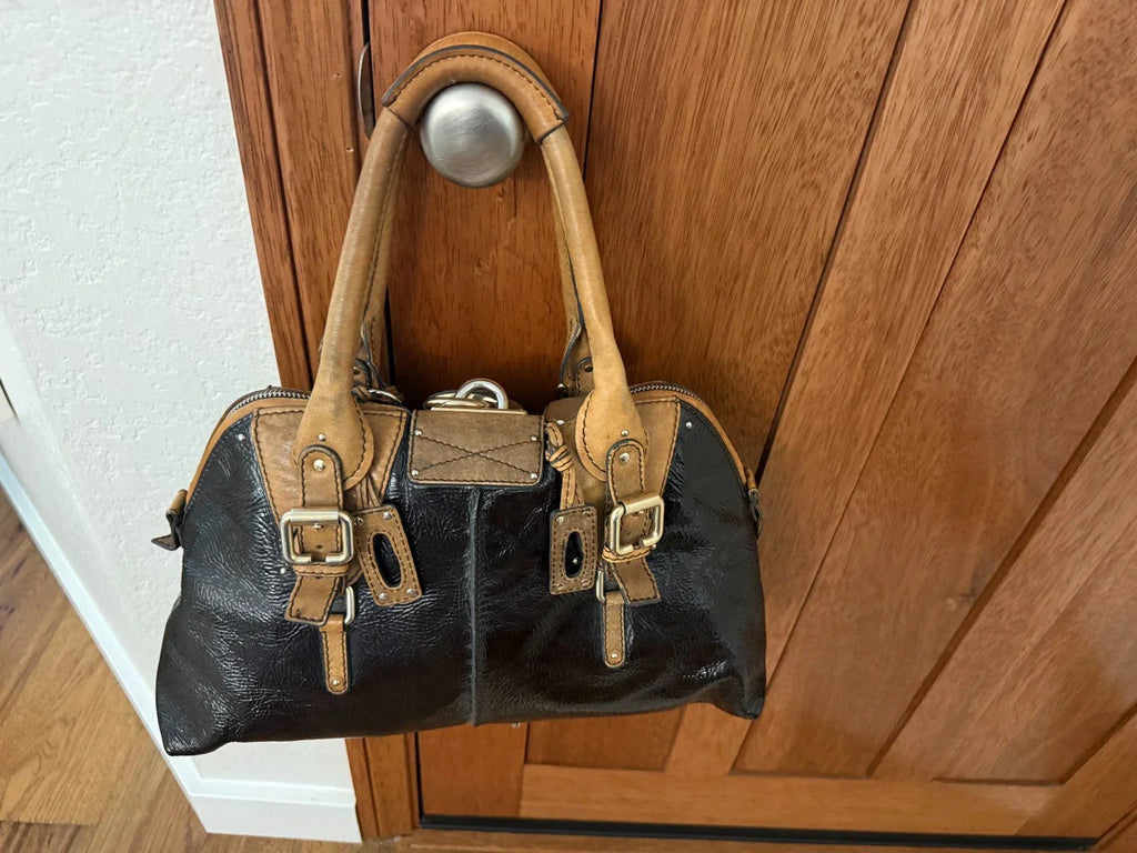 Chloe Paddington Black Leather Handbag Shoulder Bag w/Dust Bag, Padlock & Key