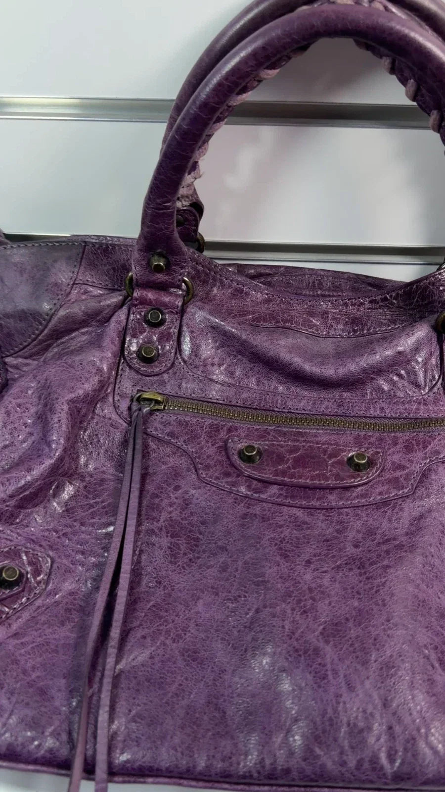 Balenciaga Violet Purple Leather City Bag Vintage Purse