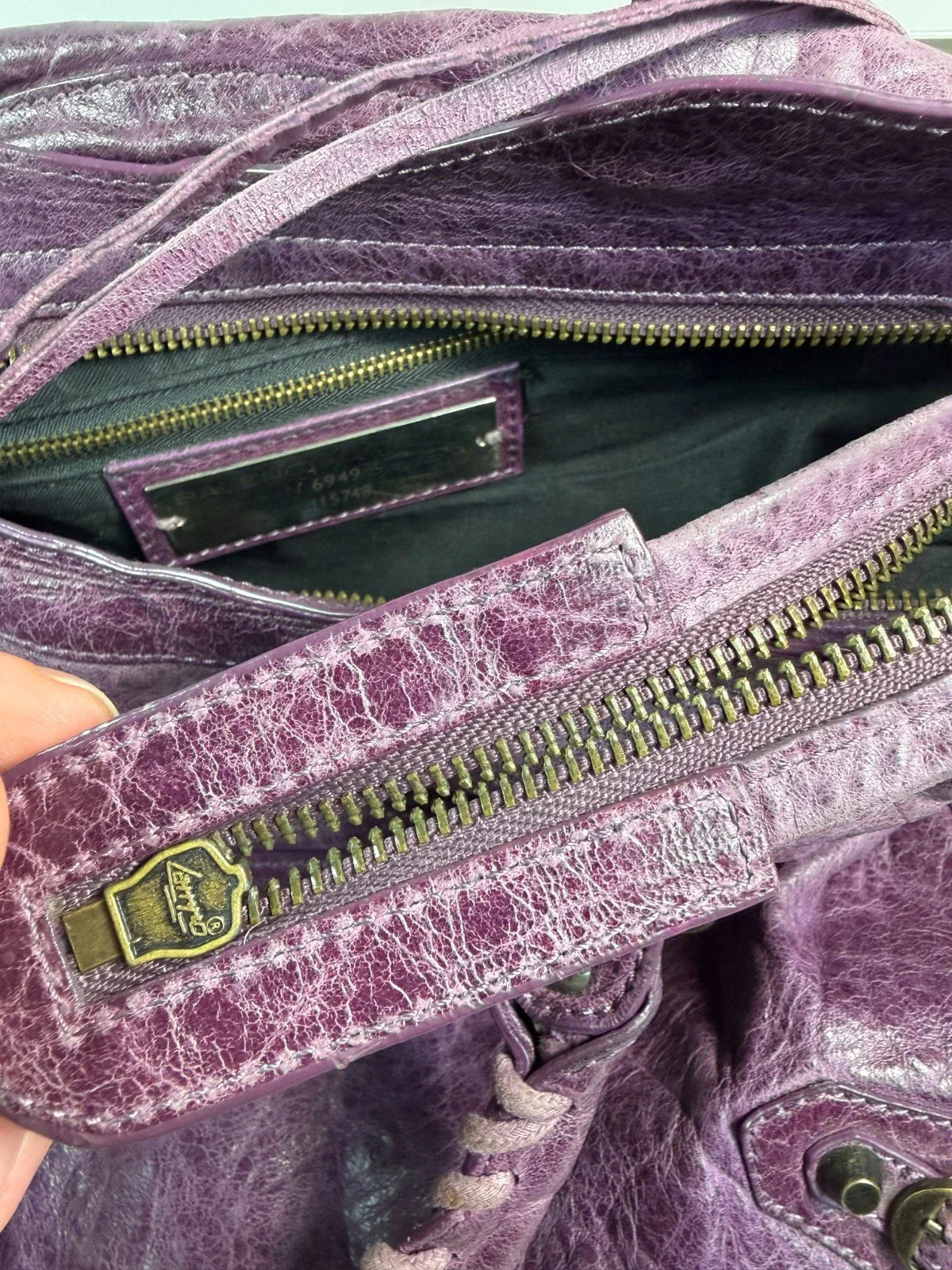 Balenciaga Violet Purple Leather City Bag Vintage Purse