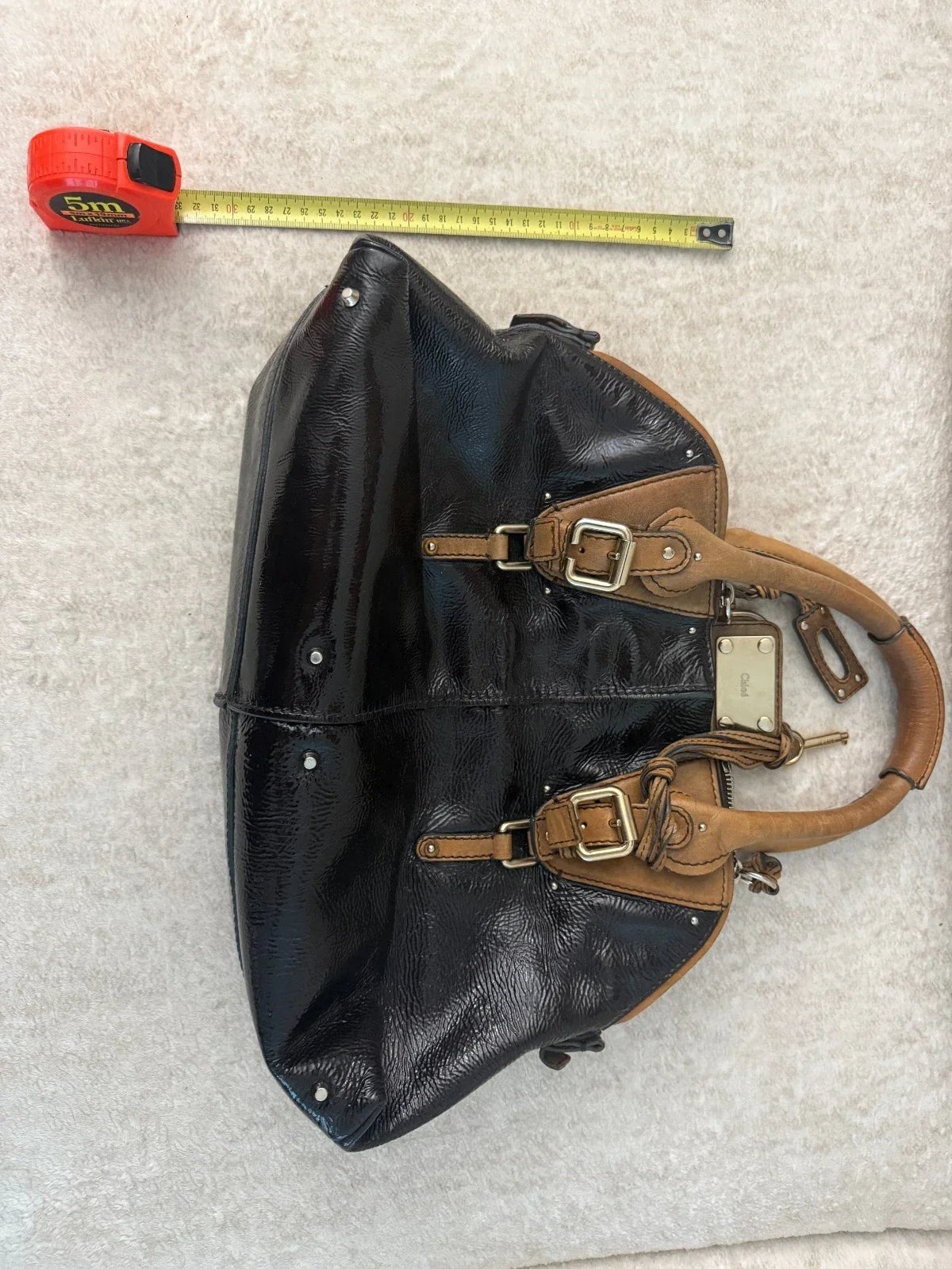 Chloe Paddington Black Leather Handbag Shoulder Bag w/Dust Bag, Padlock & Key