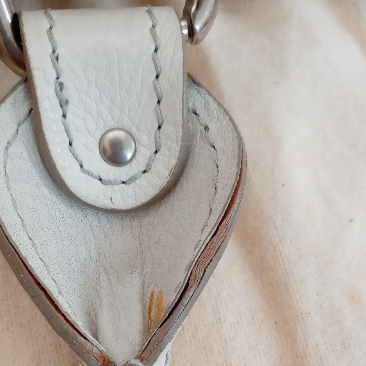 Authentic Chloe Paddington Handbag Shoulder Bag Medium White Leather Silver Y2K