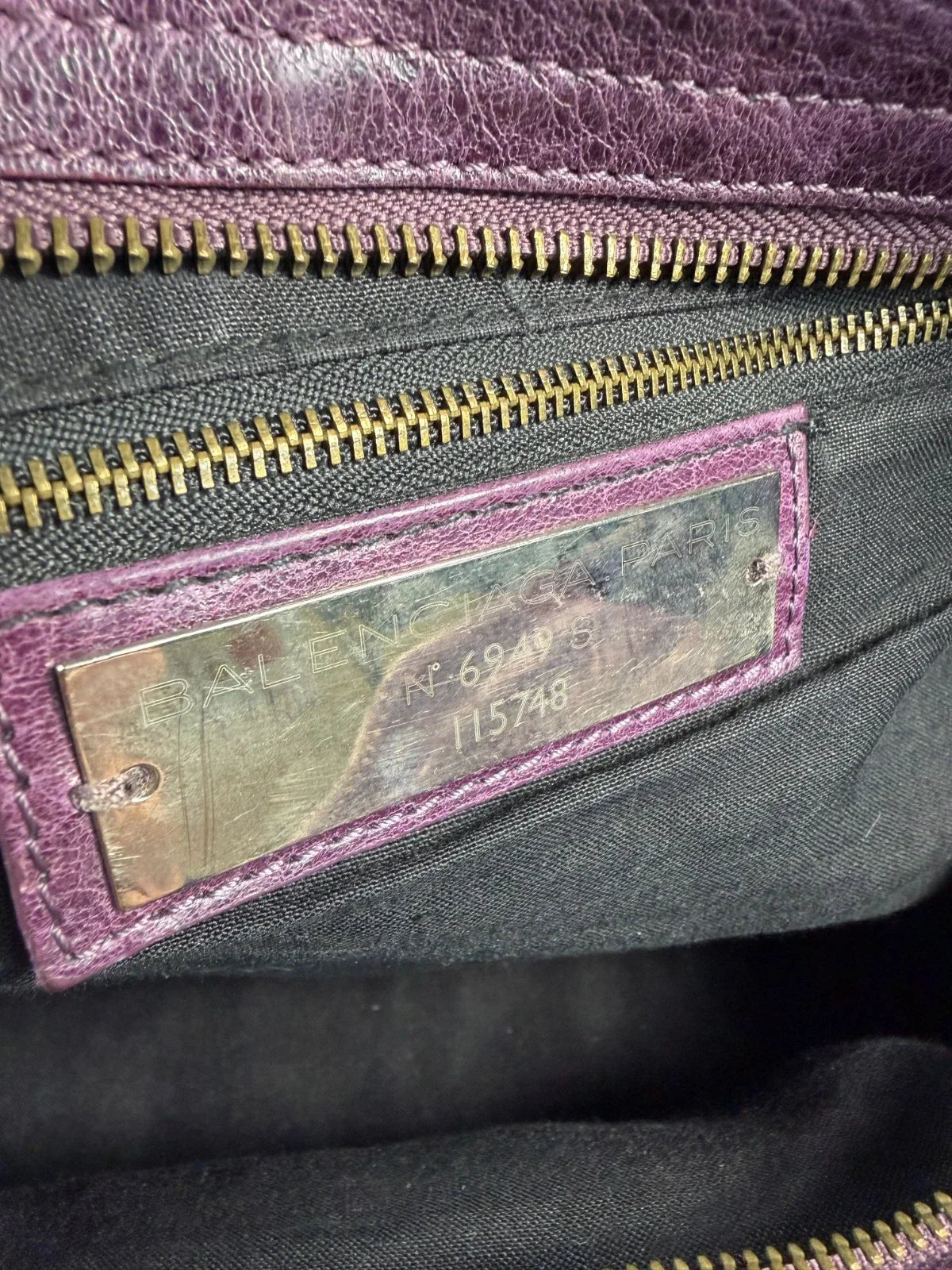 Balenciaga Violet Purple Leather City Bag Vintage Purse