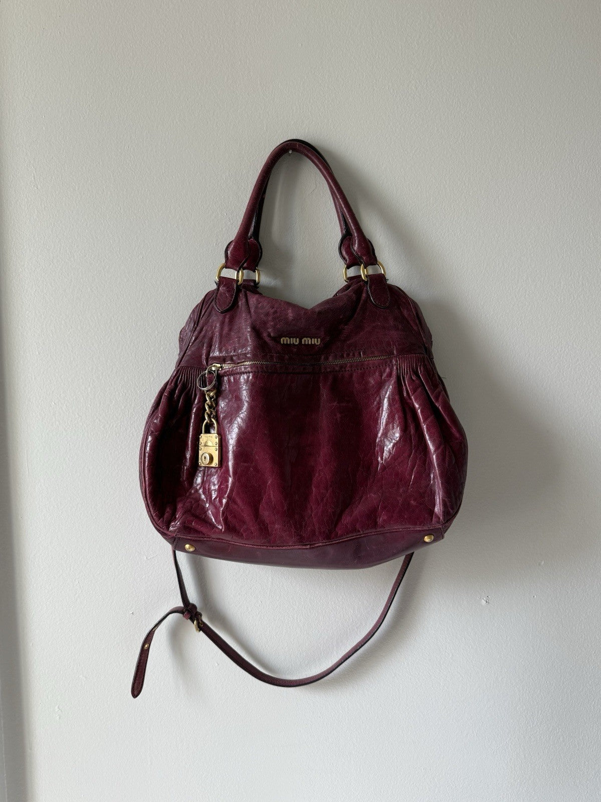 miu miu vintage satchel bag authentic real leather