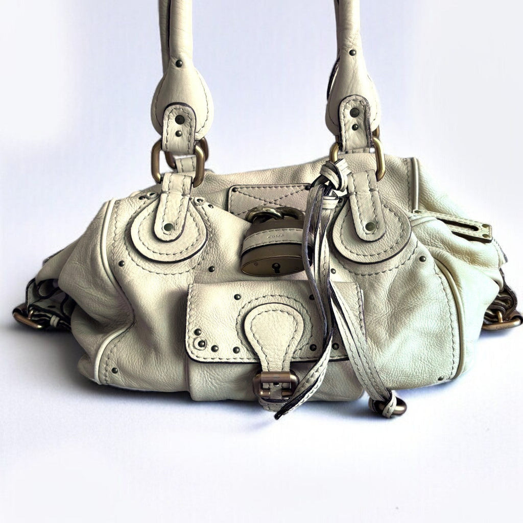 CHLOE Paddington Bag Beige Leather Authentic