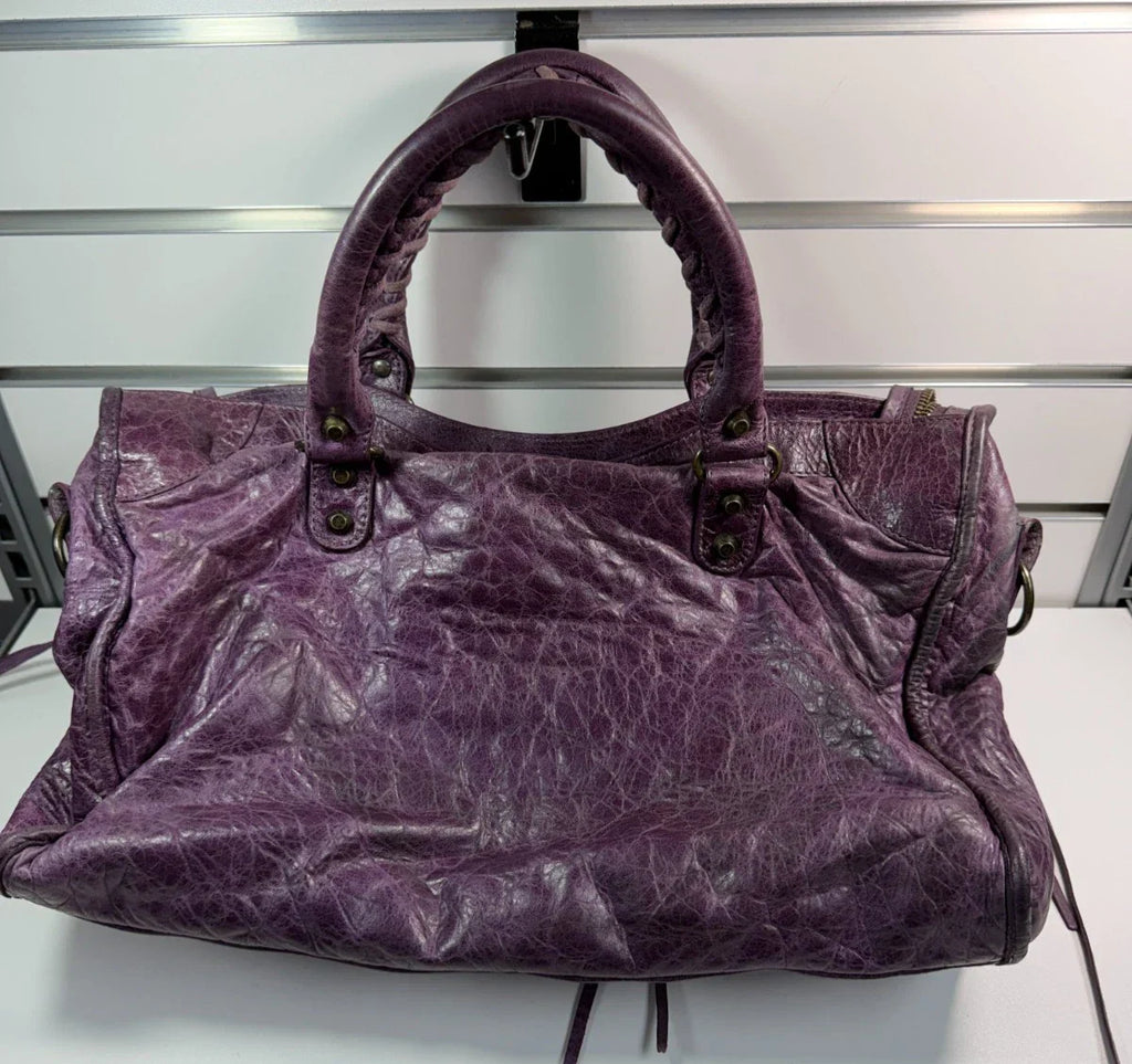 Balenciaga Violet Purple Leather City Bag Vintage Purse