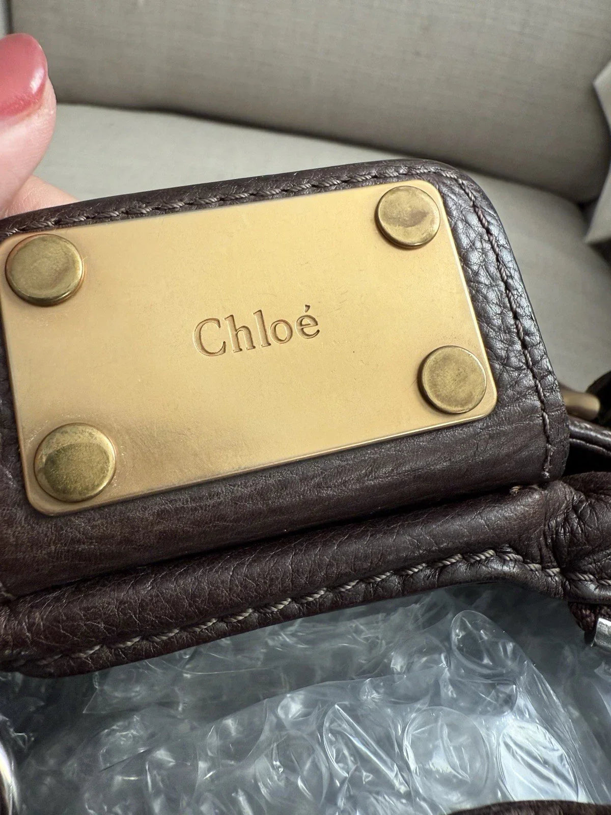 Chloe Paddington Leather Hand Bag Dark Brown Medium Padlock Key Vintage