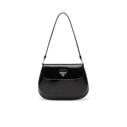 PRADA CLEO BRUSHED LEATHER SHOULDER BAG WITH FLAP