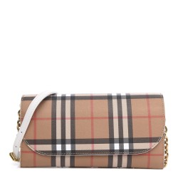 BURBERRY Vintage Check Henley Wallet On Chain Chalk White