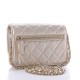 CHANEL Metallic Lambskin Quilted Mini Wallet On Chain WOC Gold