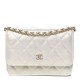 CHANEL Iridescent Lambskin Quilted Mini Wallet On Chain WOC Ivory