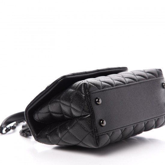 CHANEL Caviar Quilted Mini Coco Handle Flap So Black