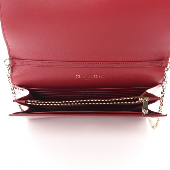 DIOR Patent Calfskin Montaigne 30 Pouch Cherry Red