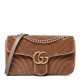 GUCCI Velvet Matelasse Small GG Marmont Beige