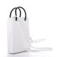 BALENCIAGA Textured Calfskin Logo Shopping Phone Holder Bag White