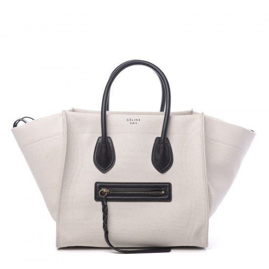 CELINE Cotton Canvas Medium Phantom Luggage White