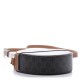 CELINE Lambskin Triomphe Canvas Round Purse On Strap Black Tan