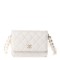 CHANEL Calfskin Quilted CC Pearl Mini Wallet On Chain Flap White