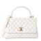 CHANEL Iridescent Caviar Quilted Small Coco Handle Flap White