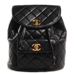 CHANEL Lambskin Quilted Backpack Black