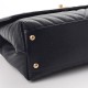 CHANEL Caviar Chevron Quilted Small Coco Handle Flap Navy