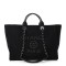 CHANEL Canvas Pearl Medium Deauville Tote Black