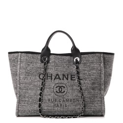 CHANEL Canvas Medium Deauville Tote Charcoal