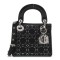 1DIOR Satin Crystal Cannage Mini Lady Dior Black