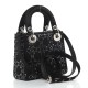 1DIOR Satin Crystal Cannage Mini Lady Dior Black