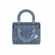 1DIOR Canvas Embroidered Cannage Medium Lady D-Lite Dark blue