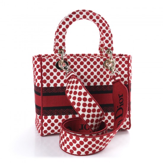 1DIOR Canvas Medium DiorAmour Dots Lady D-Lite Red