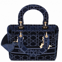 1DIOR velvet series deep blue five grid Lady bag