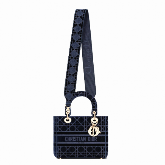 1DIOR velvet series deep blue five grid Lady bag