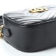 GUCCI 1Calfskin Matelasse Small GG Marmont Chain Shoulder Bag Black