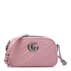 GUCCI 1Calfskin Matelasse Small GG Marmont Bag Pastel Pink