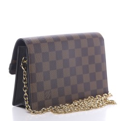 LOUIS VUITTON Damier Ebene Vavin Chain Wallet Black