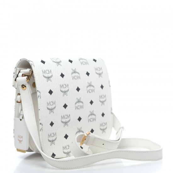 MCM Visetos Small Patricia Crossbody Bag White