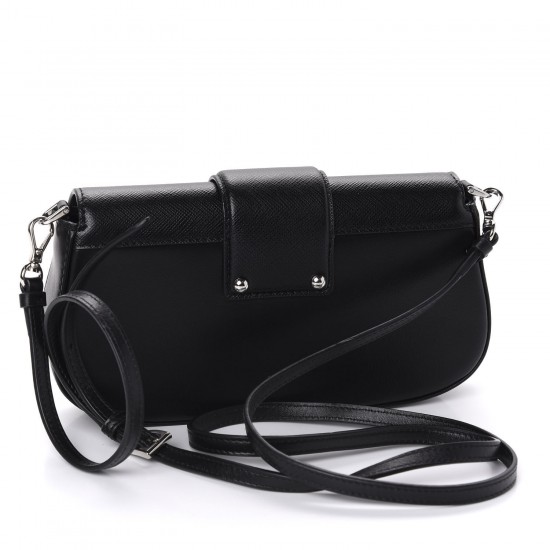 PRADA City Calfskin Saffiano Mini Sidonie Shoulder Bag Black