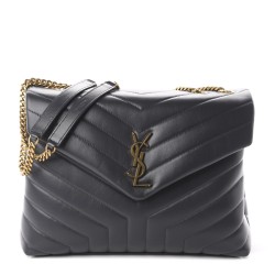 YSL Calfskin Y Quilted Monogram Medium Loulou Chain Satchel Asphalt