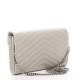 YSL Grain De Poudre Matelasse Chevron Monogram Chain Wallet Icy White