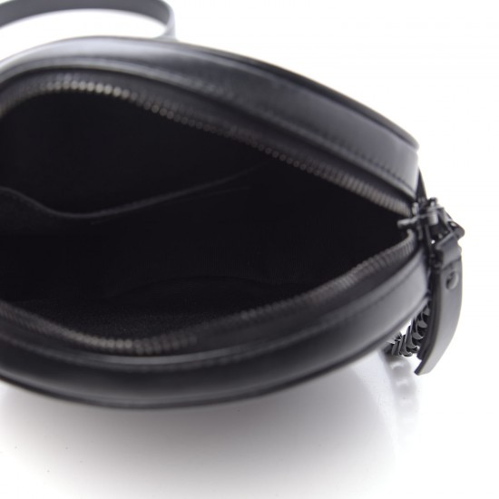 YSL Calfskin Matelasse Chevron Round Vinyle Camera Bag Black